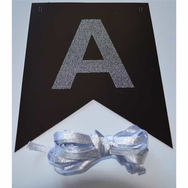 Simli Gümüş Siyah Happy Birthday Yazı