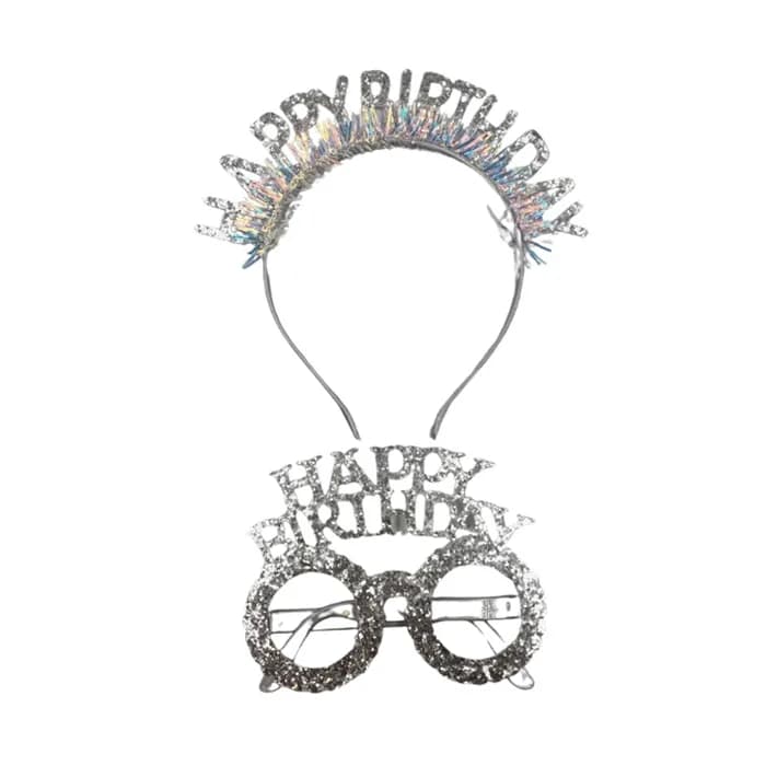 Simli Happy Birthday Taç Ve Gözlük Seti