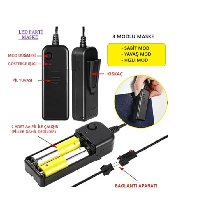 Turuncu Led Işıklı Kuru Kafa Maske