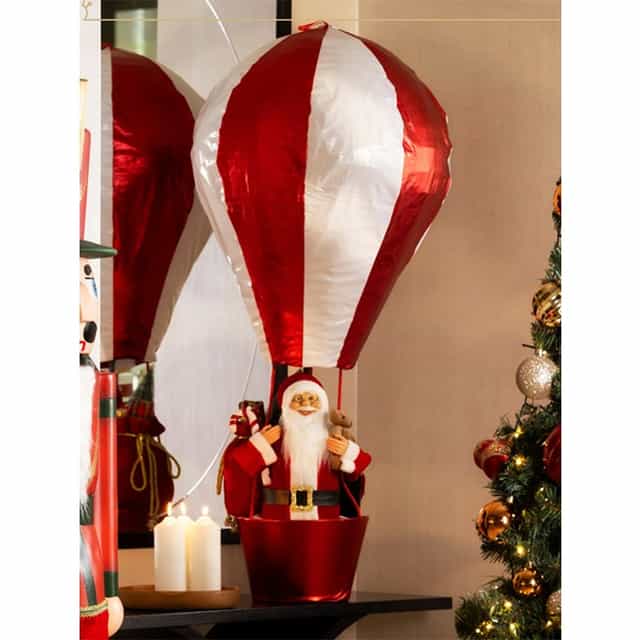 Uçan Balonlu Noel Baba Dekor Süs 150 cm