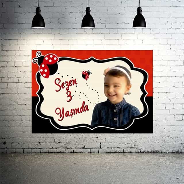 Uğur Böceği Kişiye Özel Yatay Afiş