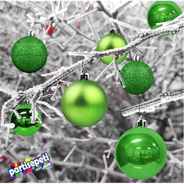 Yeşil Top Ağaç Süs 16'Lı 6 CM