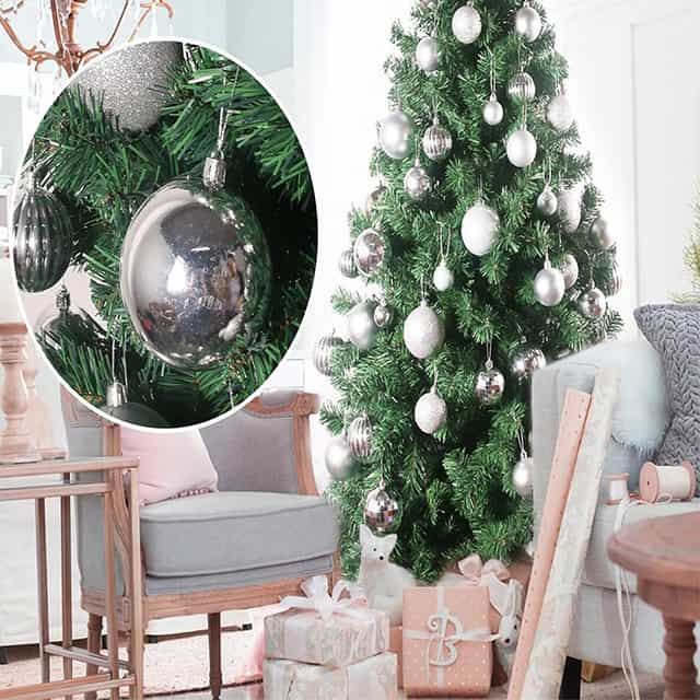 Yılbaşı Ağacı Gümüş Renkli Top Süs 10 Cm