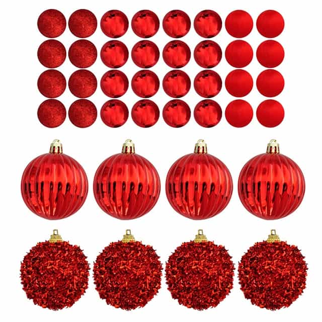 Yılbaşı Ağacı Kırmızı Karışık Top Süs 72 li