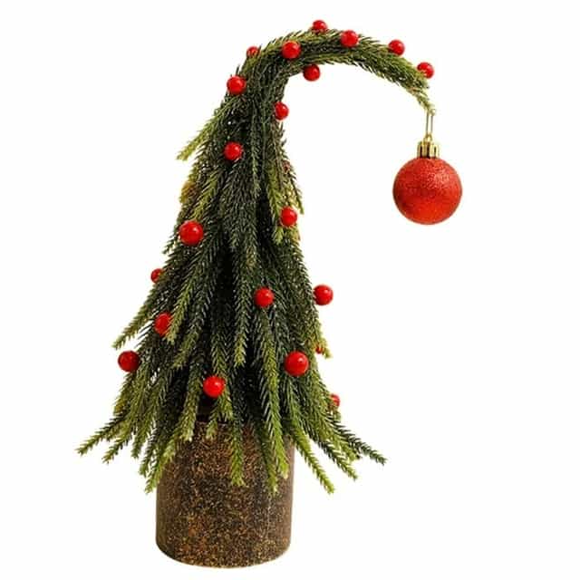 Kırmızı Süslü Eğik Dekor Çam Ağacı