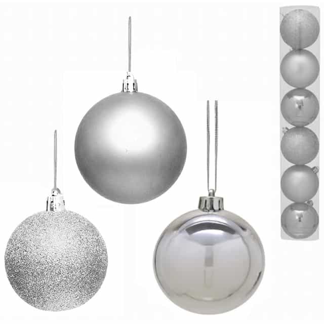 Yılbaşı Çam Ağacı Gümüş 3 LU Top Süs 15 CM