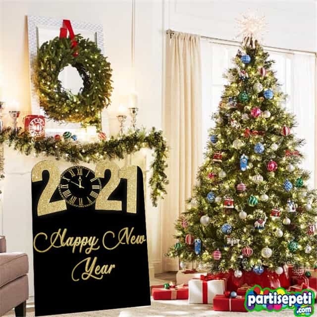 Yılbaşı Happy New Year 2021 Ayaklı Pano