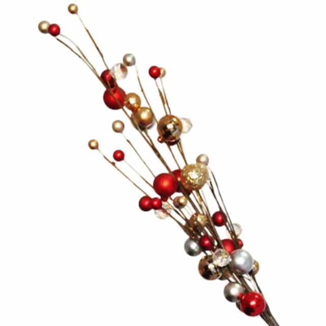 Yılbaşı Kırmızı Süslü Dal Dekor Obje