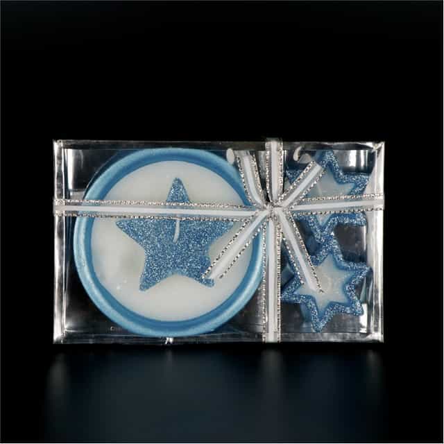 Mavi Renkli Hediyelik Yıldızlı Mum