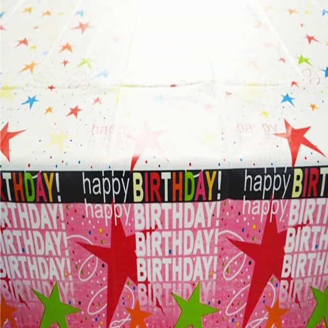 Yıldızlı Happy Birthday Masa Örtüsü Pembe